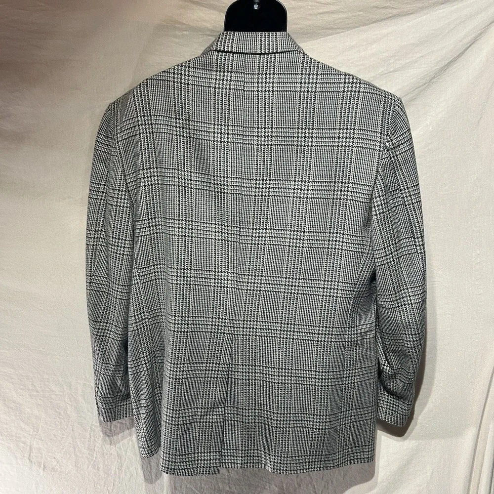 Vintage Hardwick Clothes Blazer Suit Jacket 48R USA Grey Plaid 2 Button
